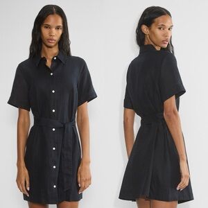 Aritzia Wilfred Eleta Linen Mini Dress Navy